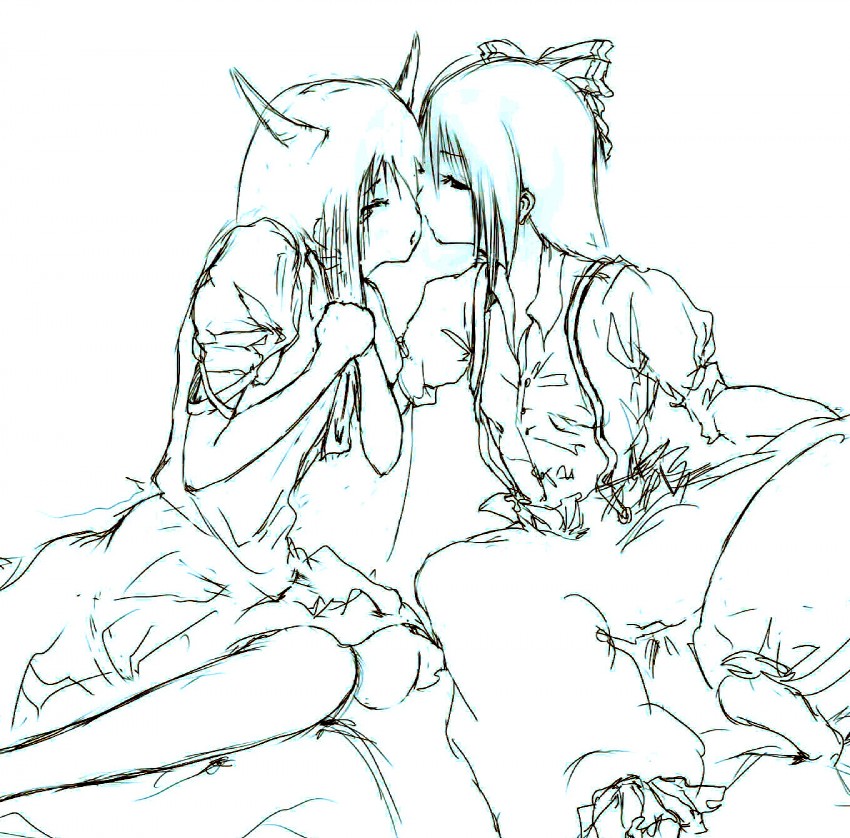 fujiwara no mokou, kamishirasawa keine, and ex-keine (touhou) drawn by yae_(mono110)