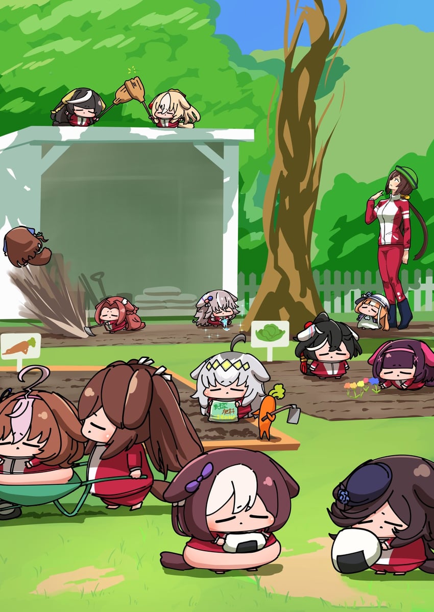 rice shower, special week, oguri cap, king halo, meisho doto, and 9 more (umamusume) drawn by omisomisoshiru