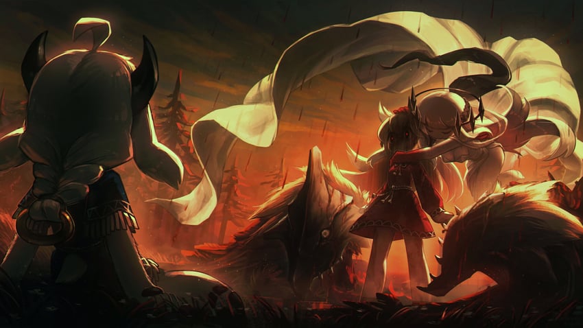 sunset and goddess of war (original) drawn by porforever