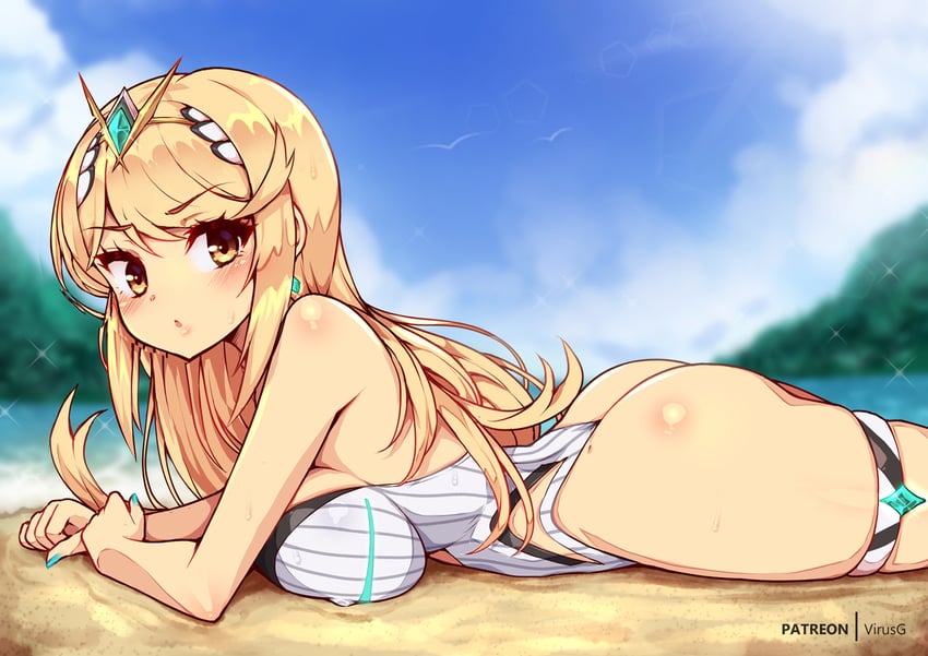 mythra (xenoblade chronicles and 1 more) drawn by virus-g