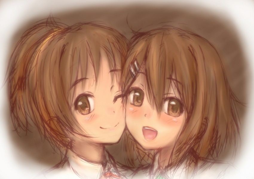 hirasawa yui and hirasawa ui (k-on!) drawn by kyuri