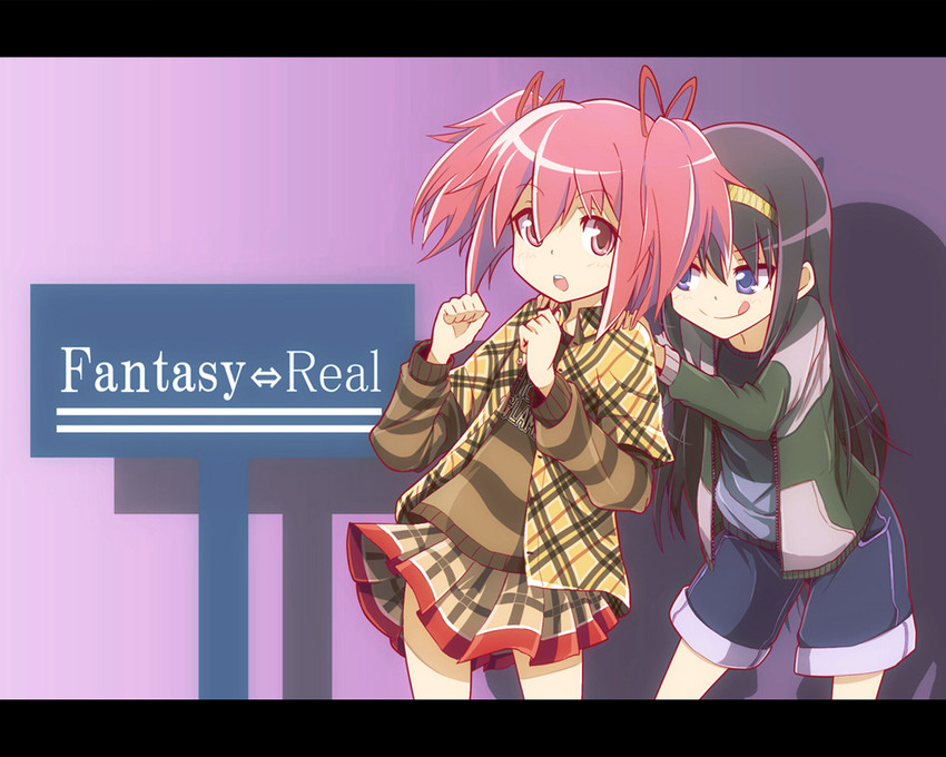 akemi homura and kaname madoka (mahou shoujo madoka magica) drawn by tanashi_(mk2)
