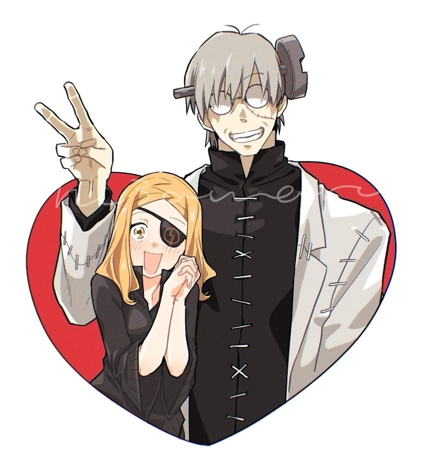 franken stein and marie mjolnir (soul eater) drawn by hissiu