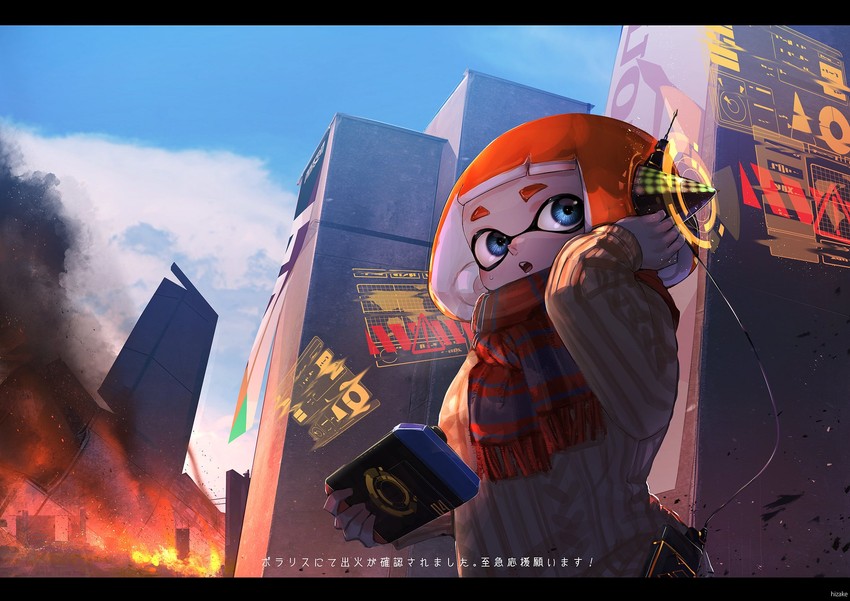inkling player character and inkling girl (splatoon and 1 more) drawn by kashu_(hizake)