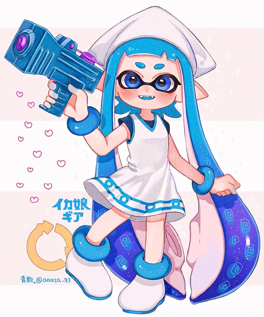 inkling player character, inkling girl, and ikamusume (splatoon and 2 more) drawn by aoaza_83