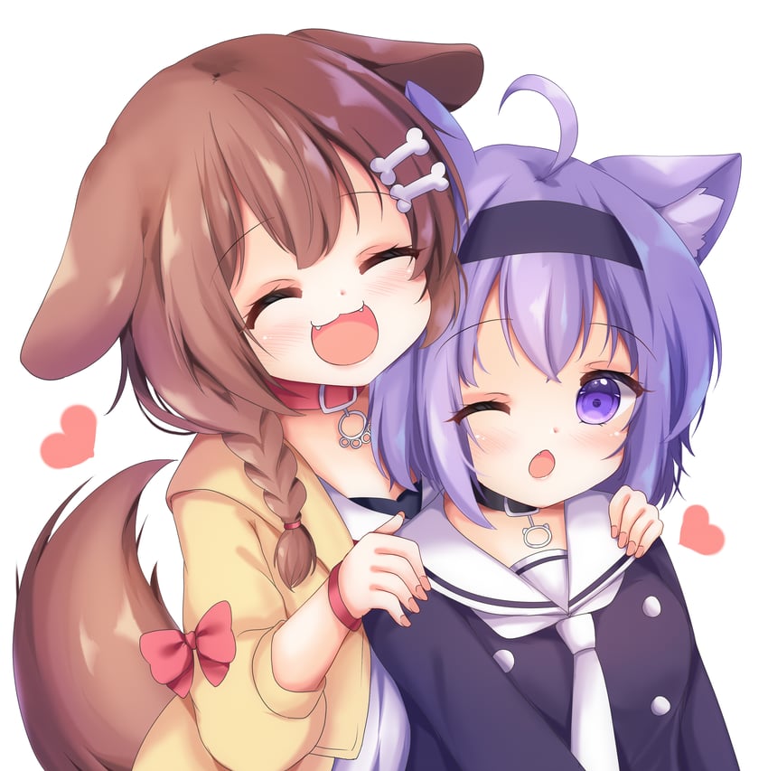 nekomata okayu and inugami korone (hololive) drawn by grandapple71