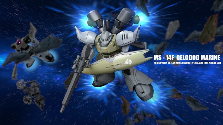 gelgoog marine and rick dom ii (gundam and 1 more) drawn by user_aajy5483