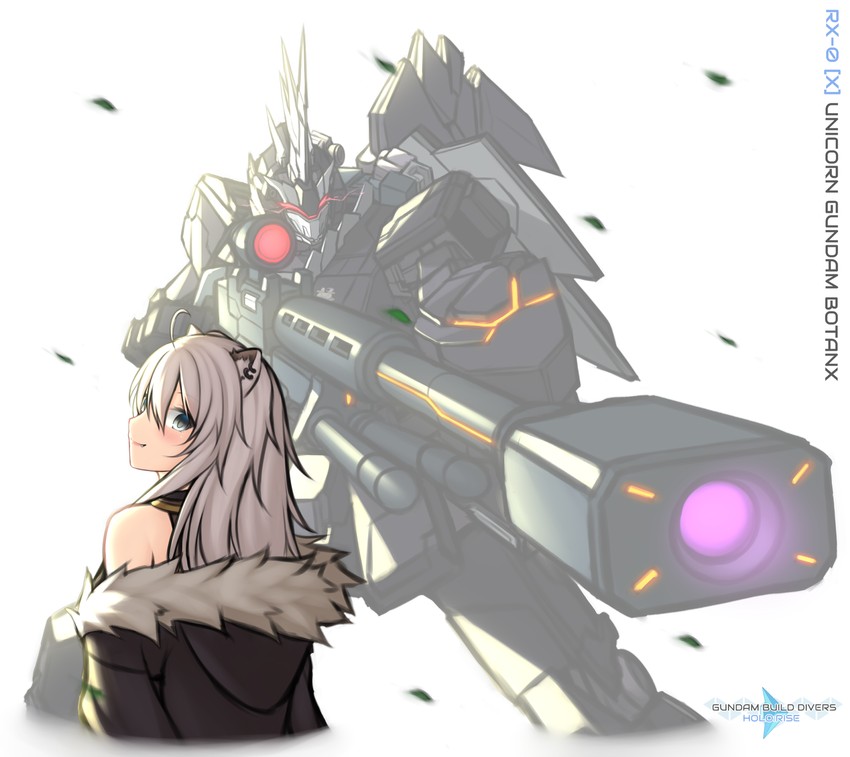 shishiro botan, unicorn gundam banshee, and botanx (hololive and 4 more) drawn by pinguinkotak