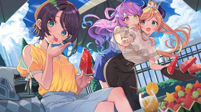 oozora subaru, himemori luna, and yuzuki choco (hololive) drawn by itaboon