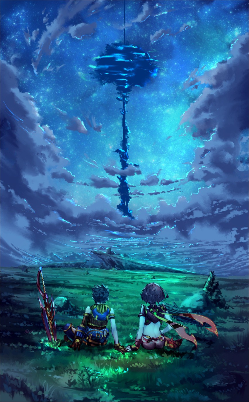 pyra and rex (xenoblade chronicles and 1 more) drawn by poteto_(potetosarada123)