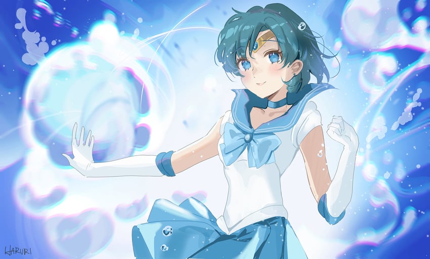 mizuno ami and sailor mercury (bishoujo senshi sailor moon) drawn by haruri