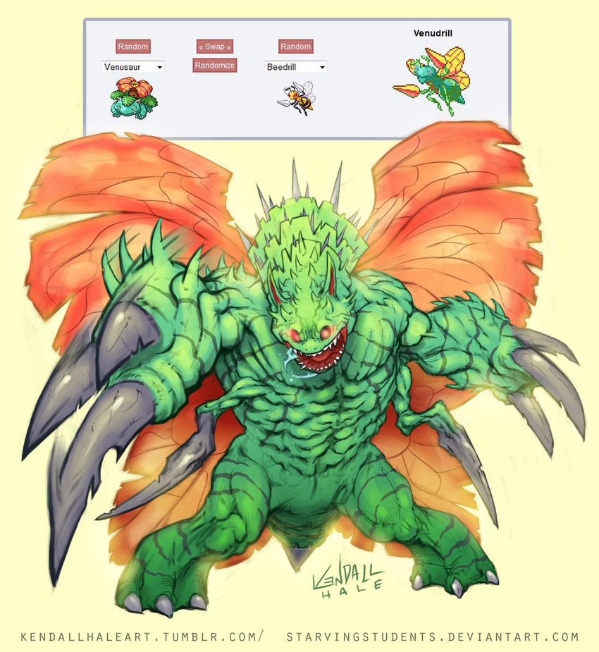 venusaur and beedrill (pokemon) drawn by kendall_hale
