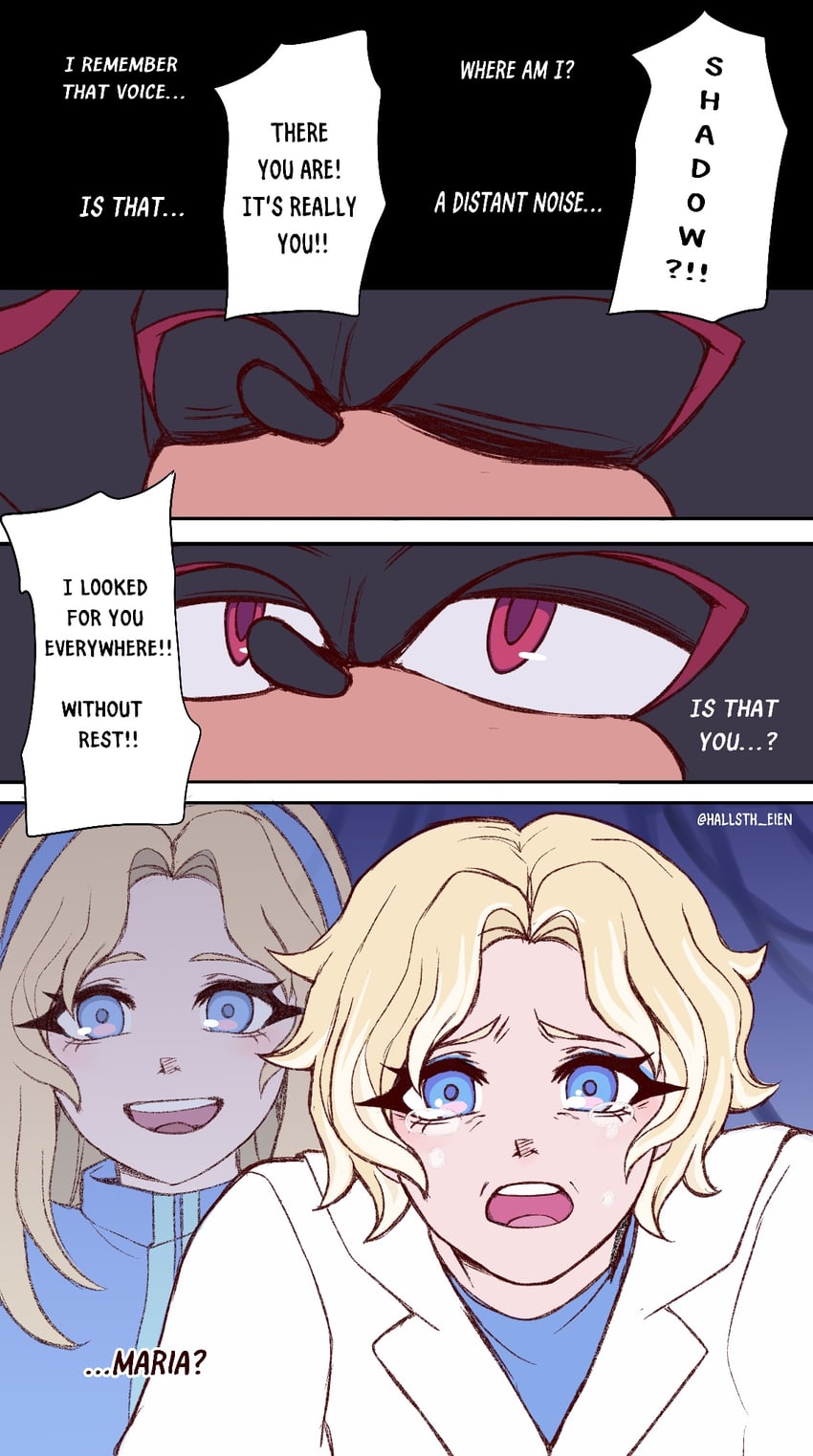 shadow the hedgehog and maria robotnik (sonic) drawn by hallsth-eien