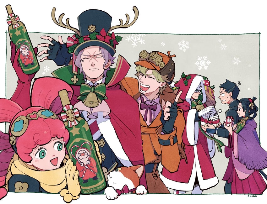 ryunosuke naruhodo, barok van zieks, herlock sholmes, susato mikotoba, iris wilson, and 1 more (ace attorney and 2 more) drawn by shino_(shino_dgs)