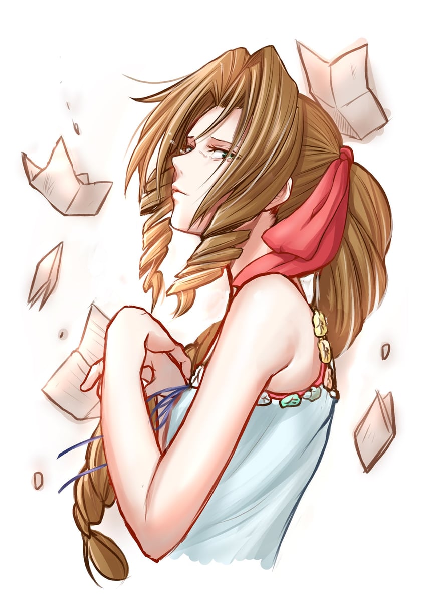 aerith gainsborough (final fantasy and 2 more) drawn by igusaharu