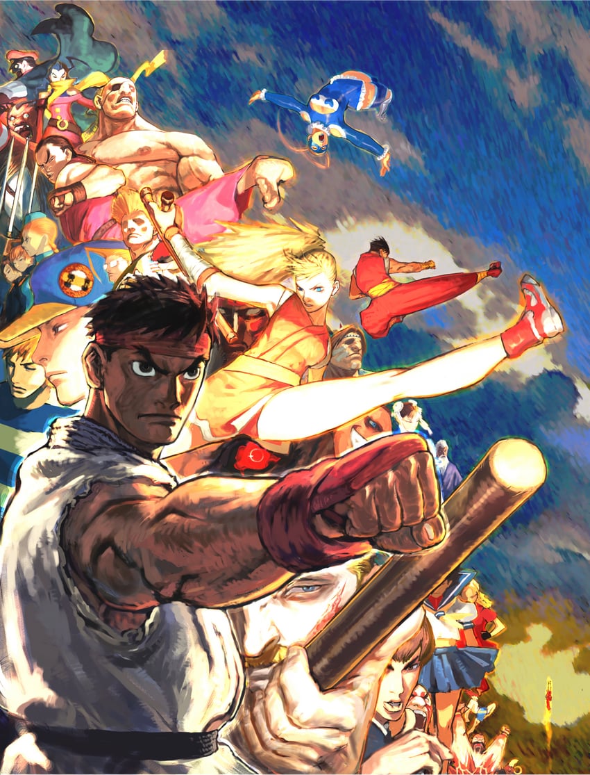 chun-li, cammy white, ryu, kasugano sakura, rainbow mika, and 24 more (street fighter and 1 more) drawn by ikeno_daigo