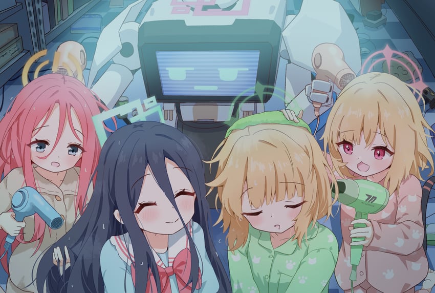 aris, momoi, midori, yuzu, and kei (blue archive) drawn by mikumiku37
