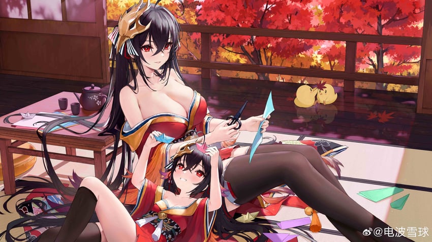 manjuu, taihou, and taihou-chan (azur lane) drawn by mo_xiaoxue