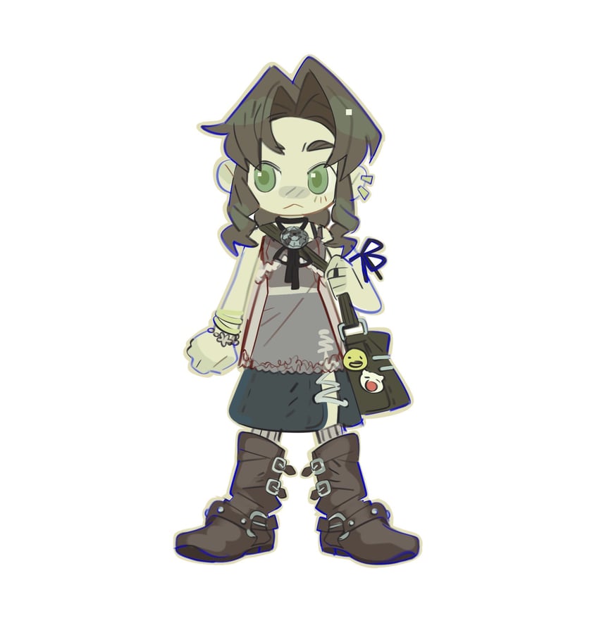 aerith gainsborough and moogle (final fantasy and 1 more) drawn by lentymet