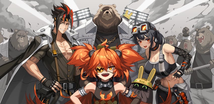 grace howard, koleda belobog, ben bigger, and anton ivanov (zenless zone zero) drawn by 2v_(joyeong)
