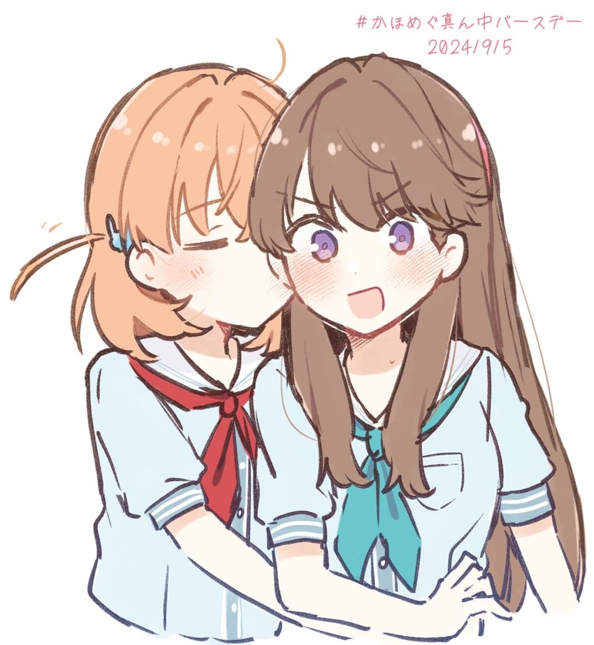 hinoshita kaho and fujishima megumi (love live! and 1 more) drawn by bluesky021