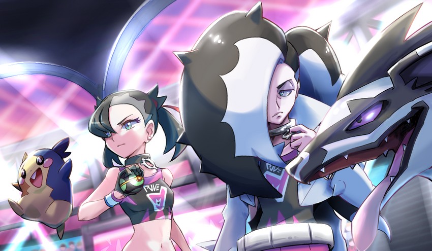 marnie, morpeko, piers, and obstagoon (pokemon and 1 more) drawn by ayo_(ayosanri009)
