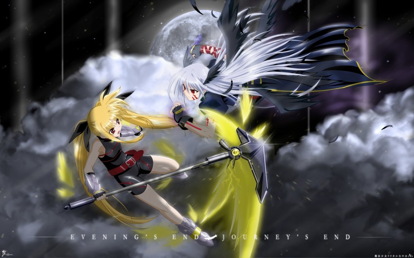 fate testarossa, reinforce, and bardiche (lyrical nanoha and 2 more) drawn by solwyvern
