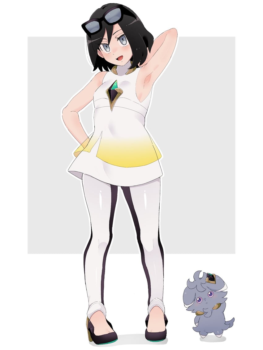 lusamine, calem, and espurr (pokemon and 2 more) drawn by sana_(37pisana)