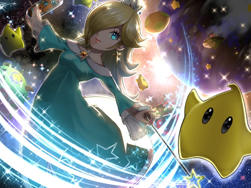 rosalina and luma (mario and 1 more) drawn by delsaber