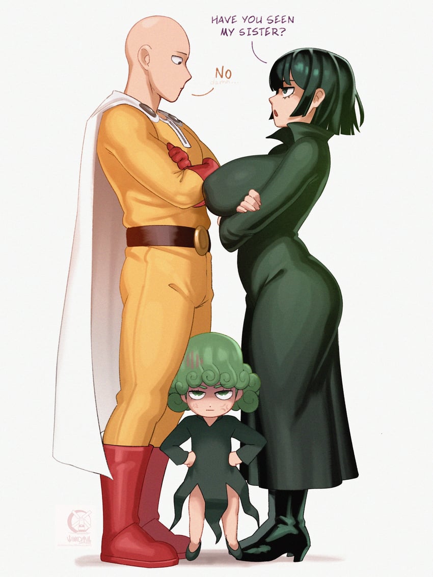 tatsumaki, fubuki, and saitama (one-punch man) drawn by windmill_(windmillg)