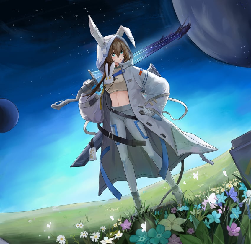 amiya (arknights and 1 more) drawn by yi_ke_bo_he_tang