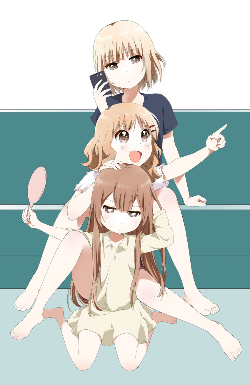 oomuro sakurako, oomuro hanako, and oomuro nadeshiko (yuruyuri and 1 more) drawn by kamiki_uutarou