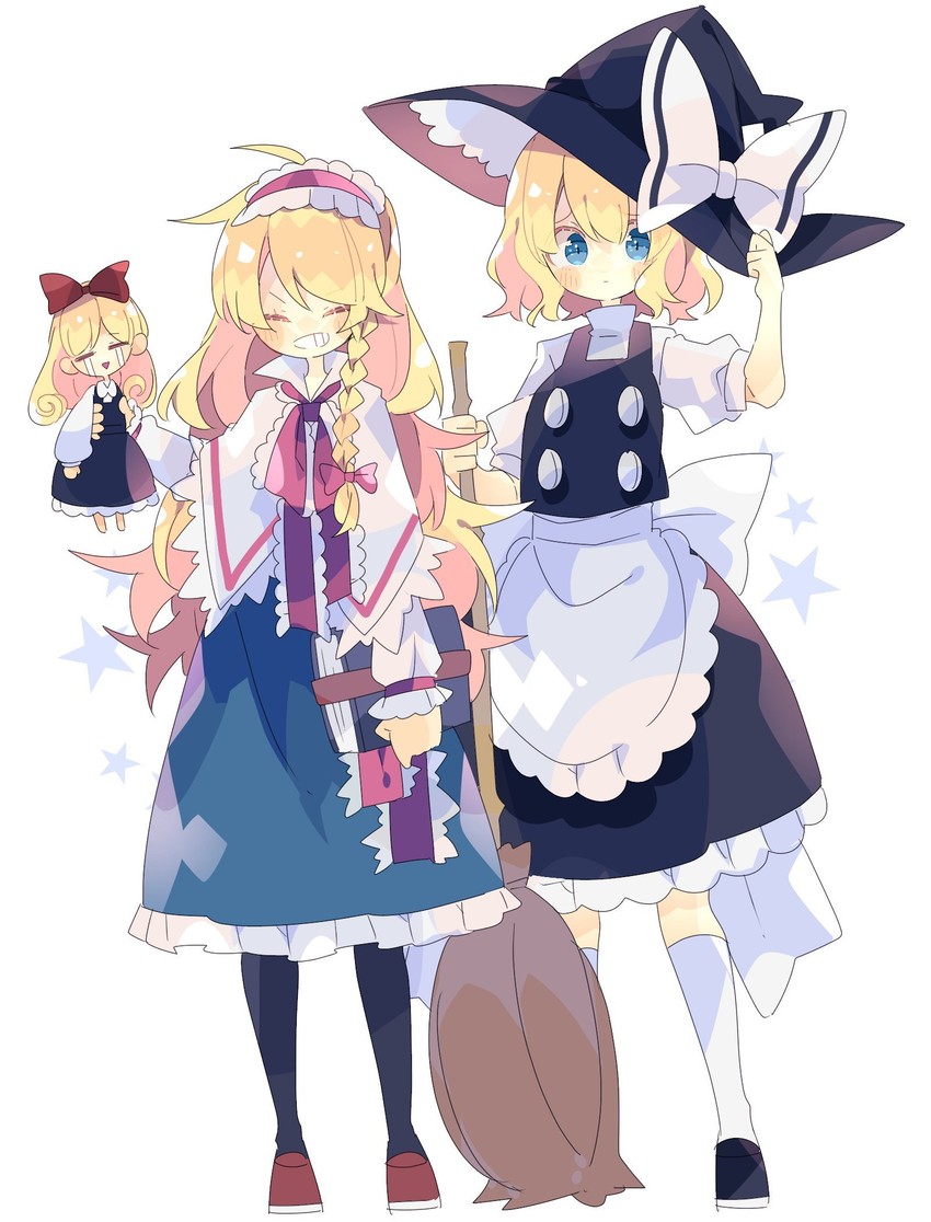 kirisame marisa, alice margatroid, and shanghai doll (touhou) drawn by nikorashi-ka