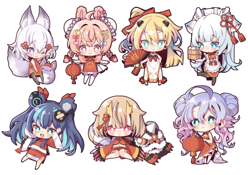 pipkin pippa, tenma maemi, fujikura uruka, rinkou ashelia, hakushika iori, and 3 more (phase connect) drawn by amanogawa_shiina_(artist)