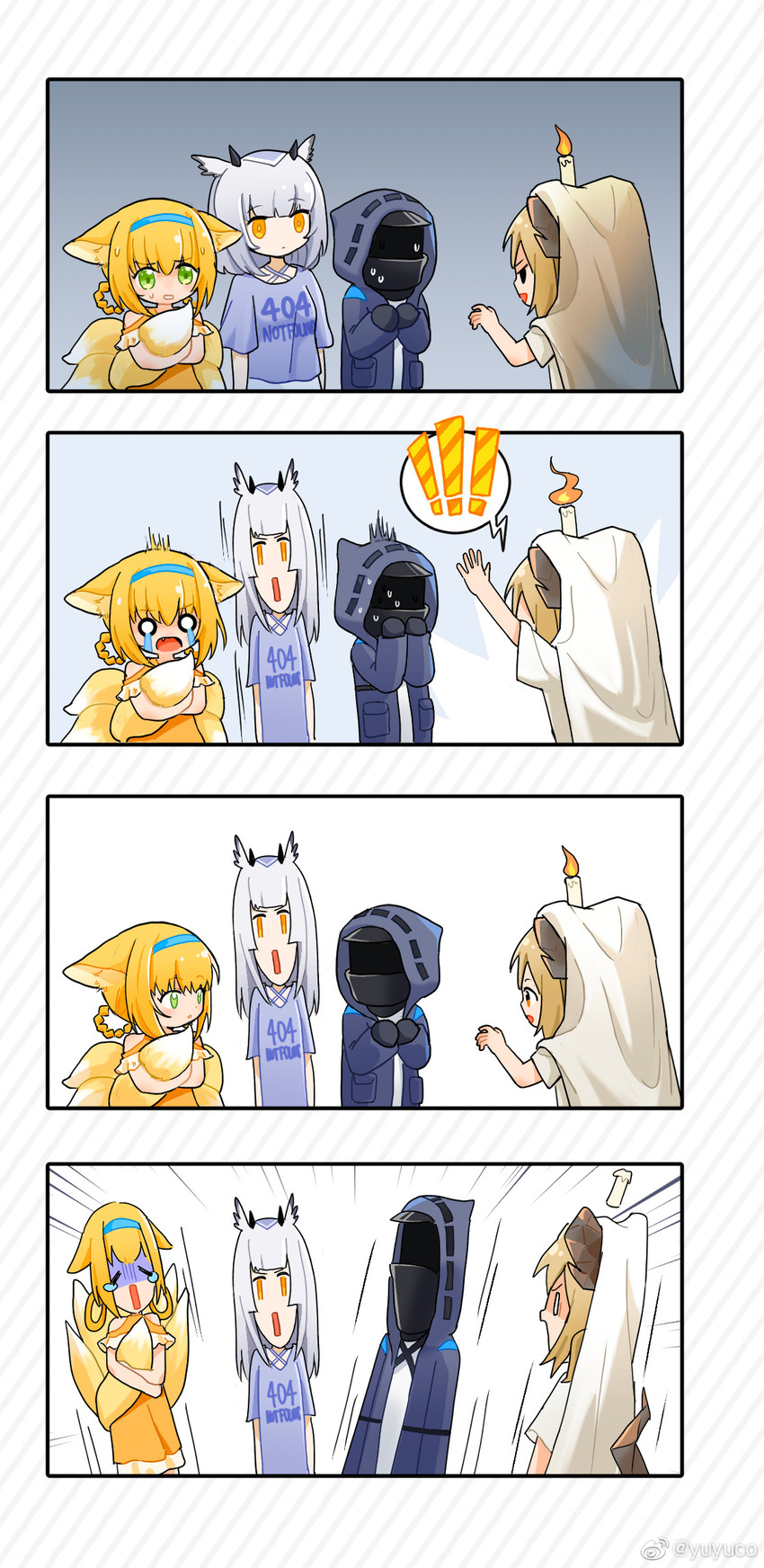 doctor, suzuran, ifrit, and ptilopsis (arknights) drawn by yuyuco