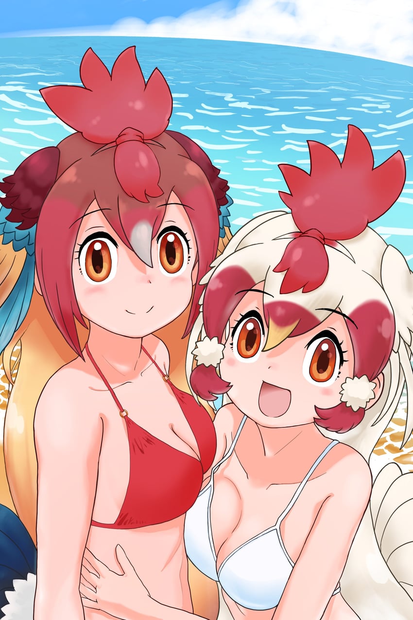 chicken and red junglefowl (kemono friends) drawn by panyanoroba