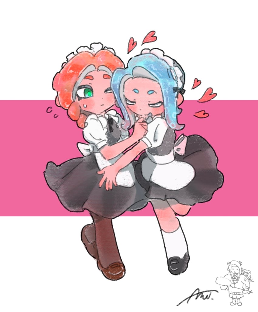 octoling player character and octoling girl (splatoon and 1 more) drawn by mo_wen