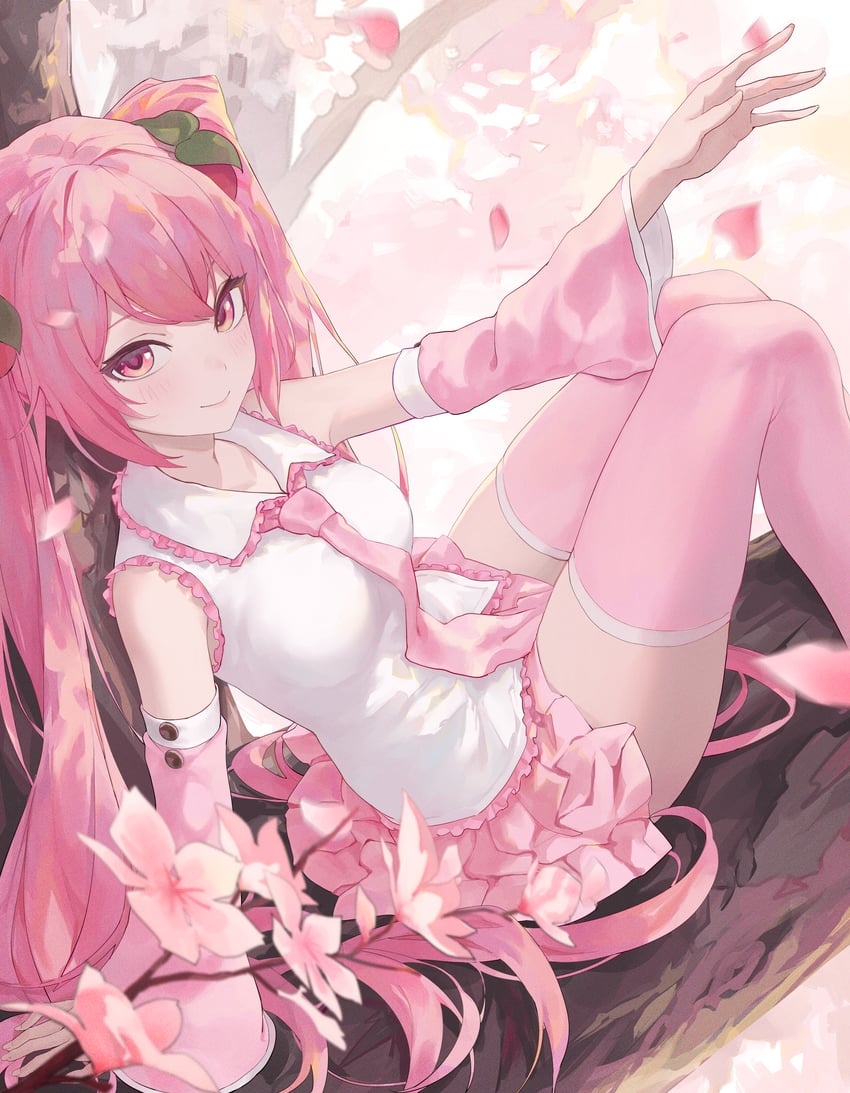 hatsune miku and sakura miku (vocaloid) drawn by kiek_qaq