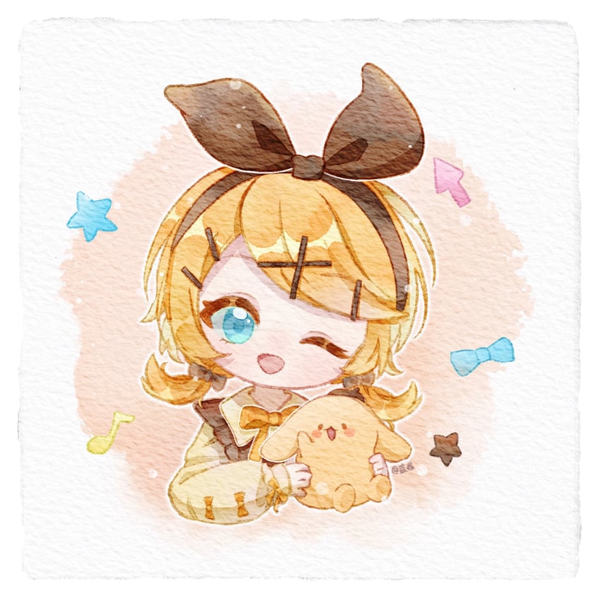 kagamine rin and pompompurin (vocaloid and 1 more) drawn by lanmeier