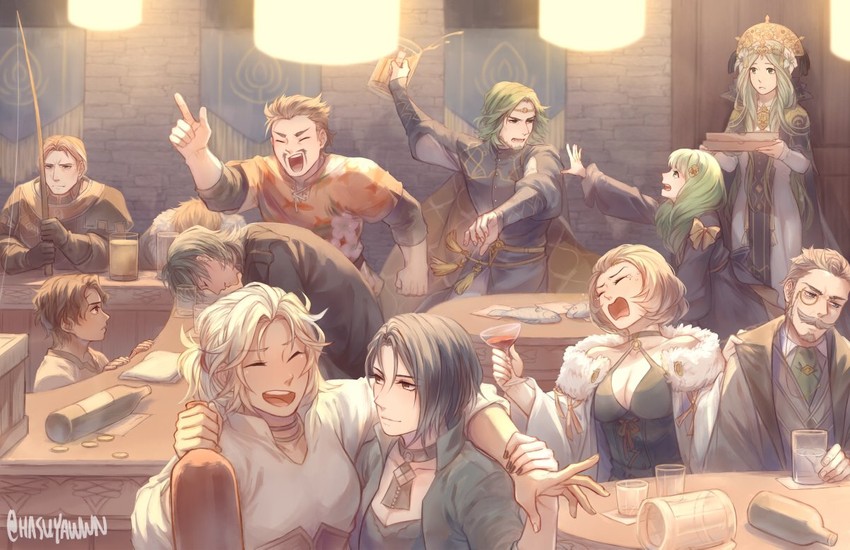 male byleth, rhea, flayn, shamir nevrand, manuela casagranda, and 7 more (fire emblem and 1 more) drawn by jen_(hasuyawwn)