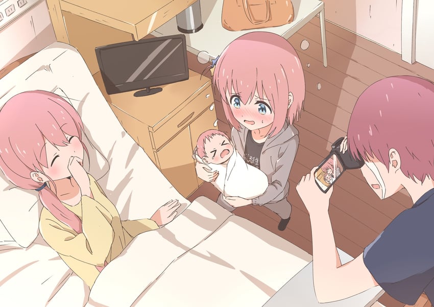 gotoh hitori, gotoh futari, gotoh michiyo, and gotoh naoki (bocchi the rock!) drawn by kaai_yuu