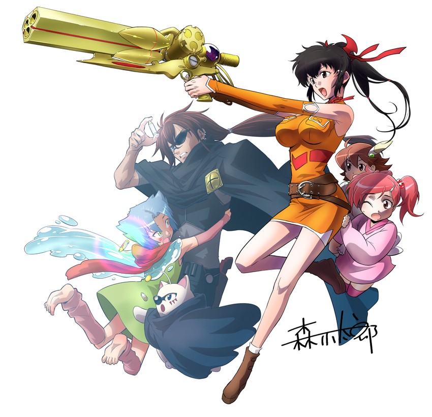 moogle, lisa pacifist, hayakawa ai, kuroki kaze, hayakawa yuu, and 1 more (final fantasy and 1 more) drawn by mori_kotarou
