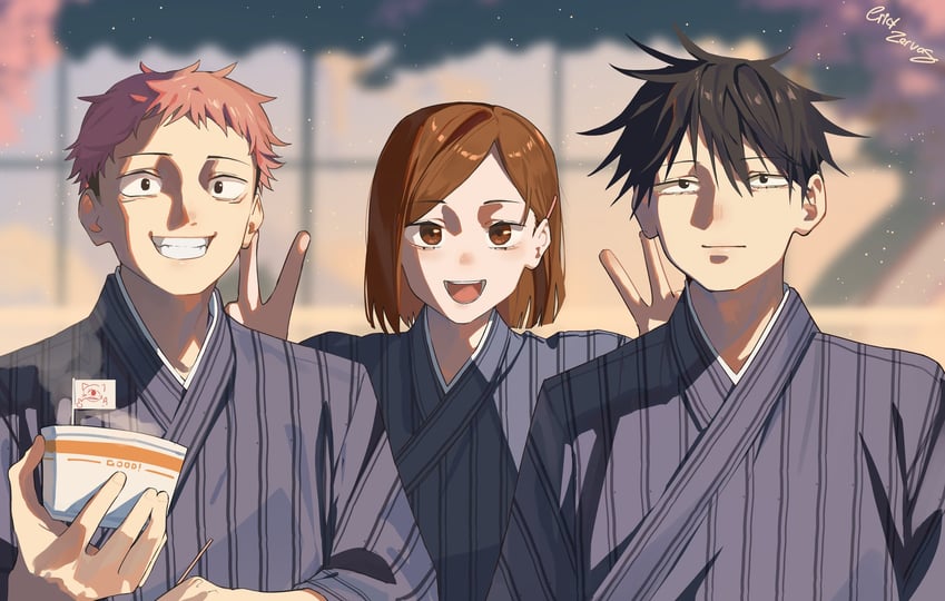 itadori yuuji, fushiguro megumi, and kugisaki nobara (jujutsu kaisen) drawn by ericx_gasi