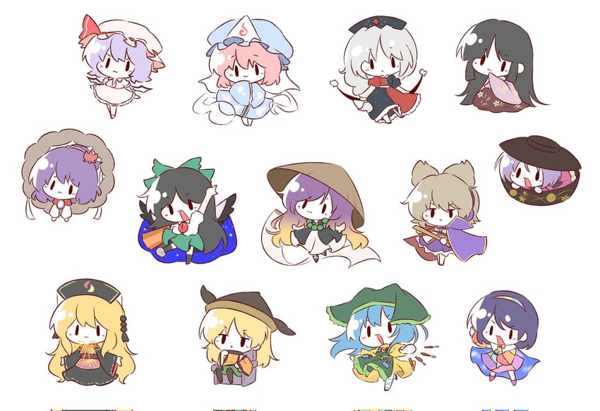 remilia scarlet, saigyouji yuyuko, reiuji utsuho, houraisan kaguya, hijiri byakuren, and 8 more (touhou) drawn by kirby_(tiokirby)