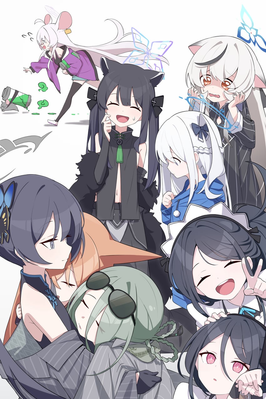 kisaki, aris, miyako, kokona, shun, and 4 more (blue archive) drawn by mmhomm