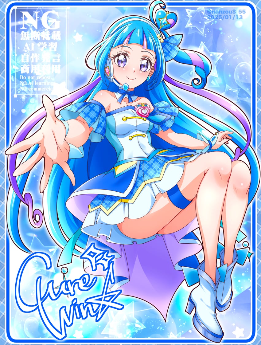 aokaze nana and cure wink (precure and 1 more) drawn by hanzou