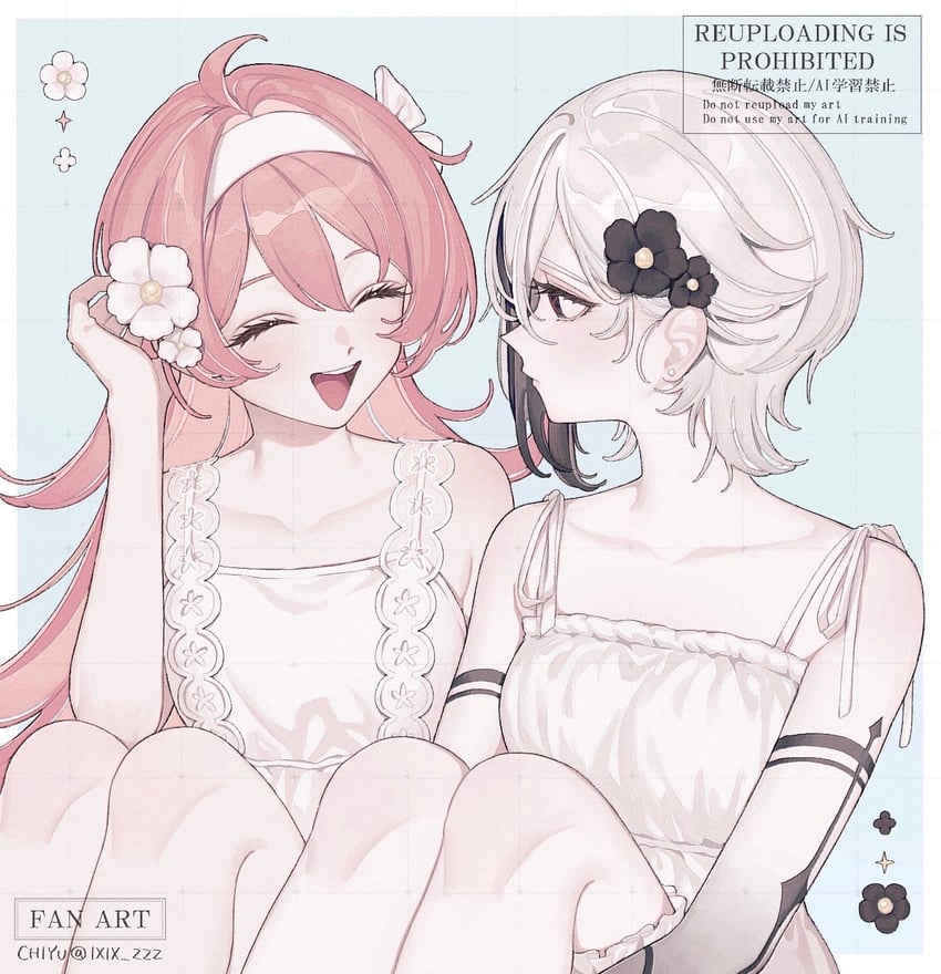 arlecchino, clervie, and peruere (genshin impact) drawn by ao_(ao0_0nemu)