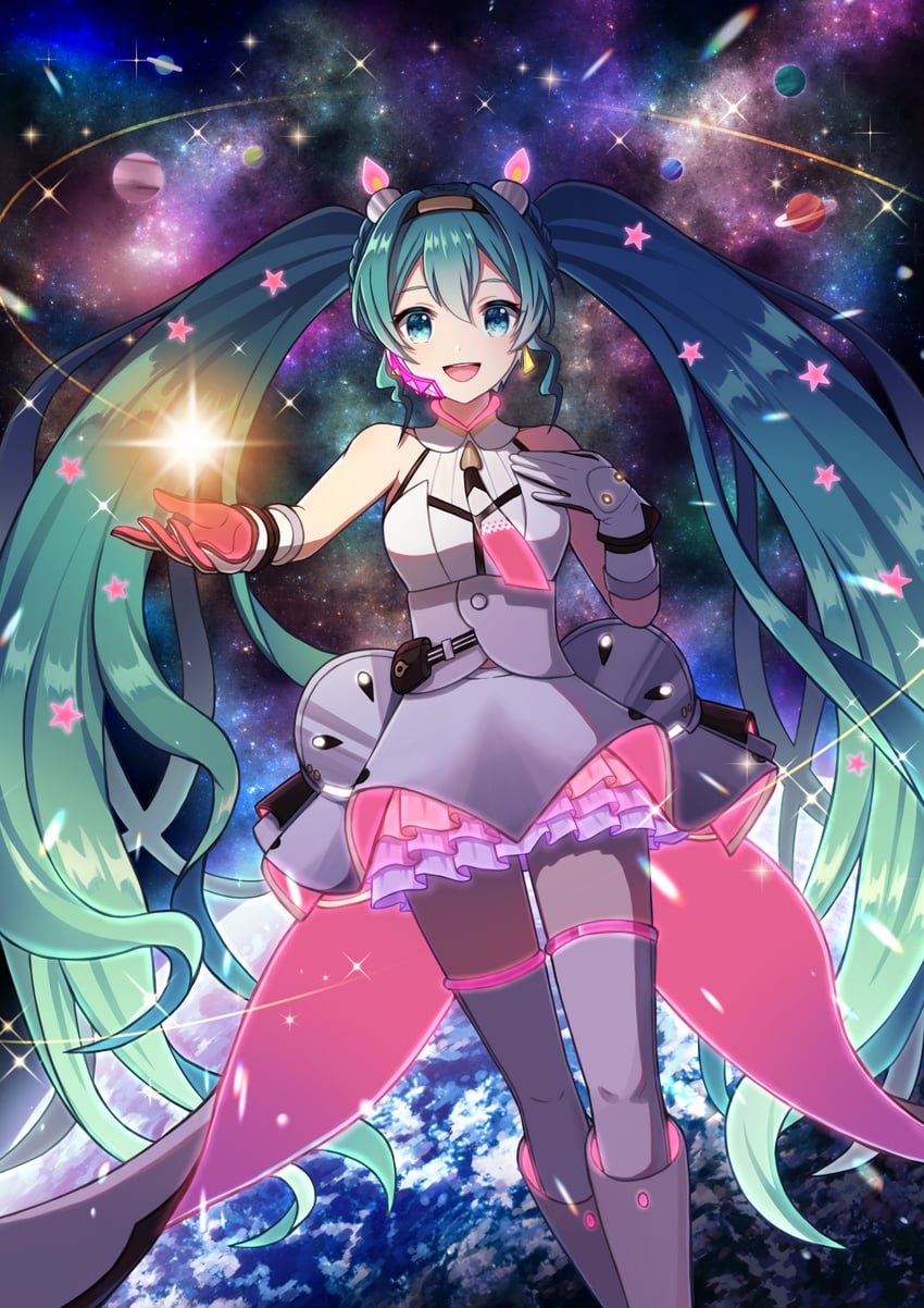 hatsune miku (vocaloid and 1 more) drawn by su34ma