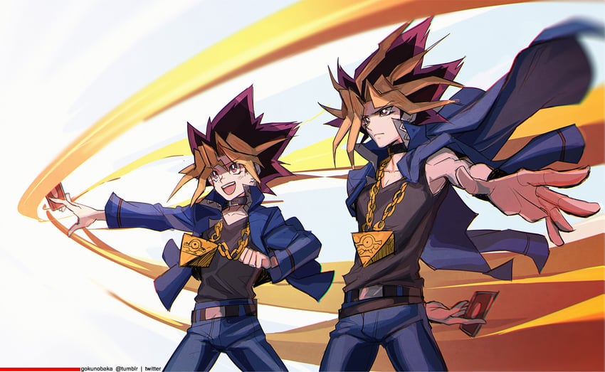 muto yugi and yami yugi (yu-gi-oh! and 1 more) drawn by gokunobaka