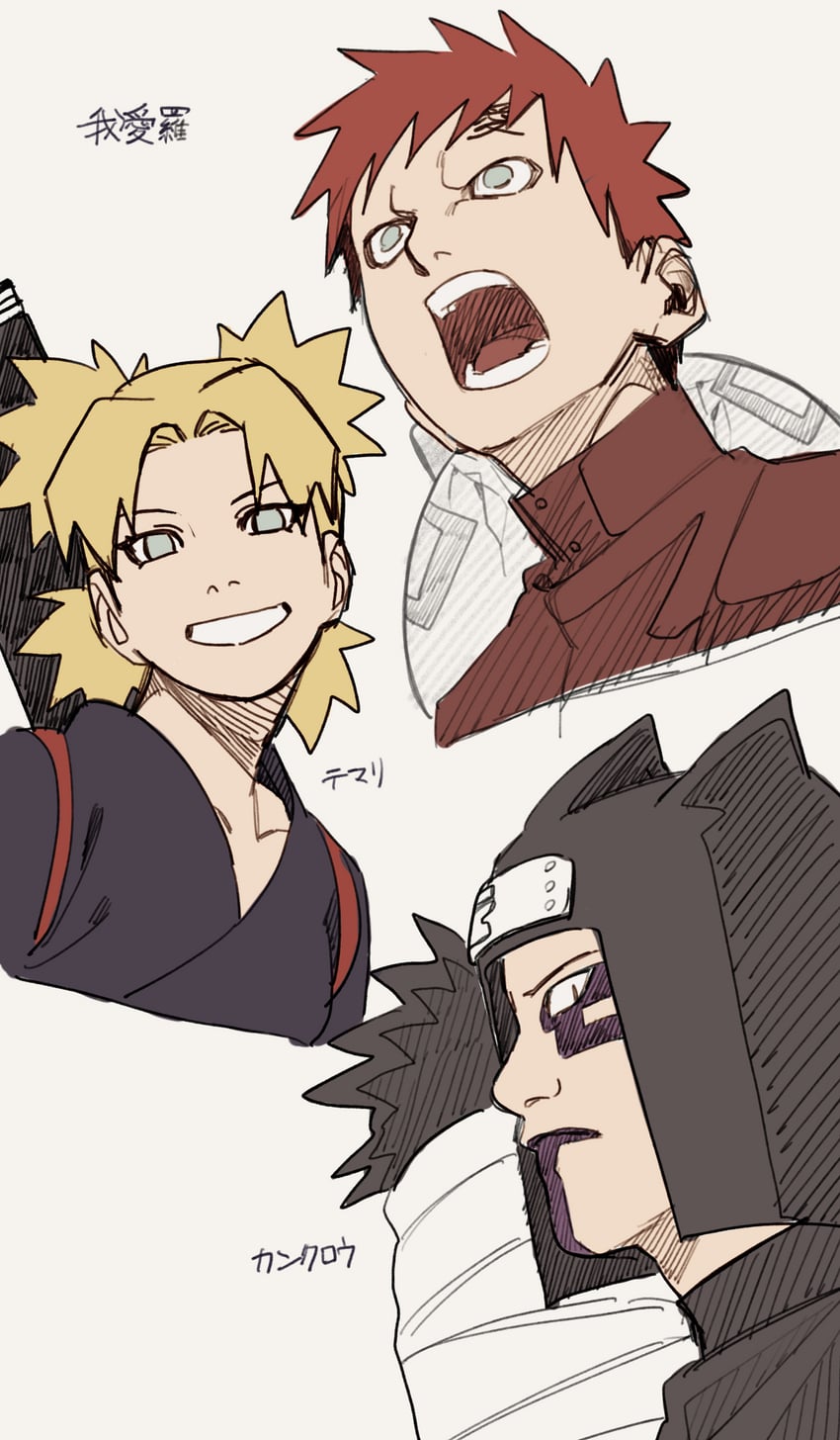temari, gaara, and kankurou (naruto and 1 more) drawn by pnpk_1013